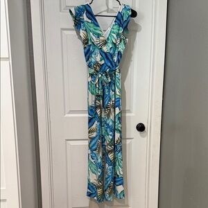 Tropical Leaf Print Jumpsuit